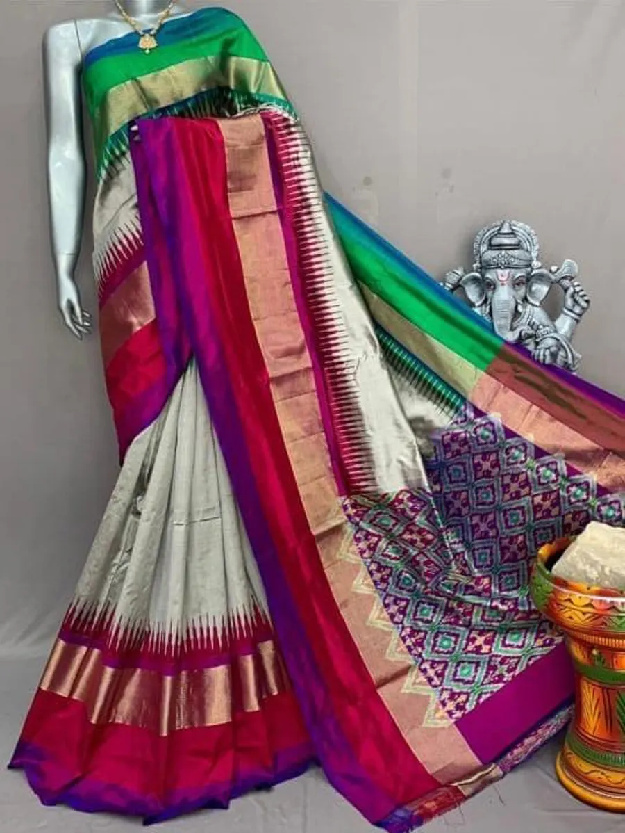 Ikat Silk Print Saree Elegant Handwoven Traditional Saree with Vibrant Patterns, Perfect for Festivals, Weddings